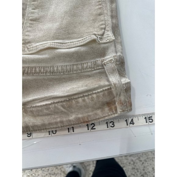 Helmut Lang Skinny Jeans Metallic Womens 27 Cream 5 Pockets Modal Cotton Blend - Picture 6 of 8